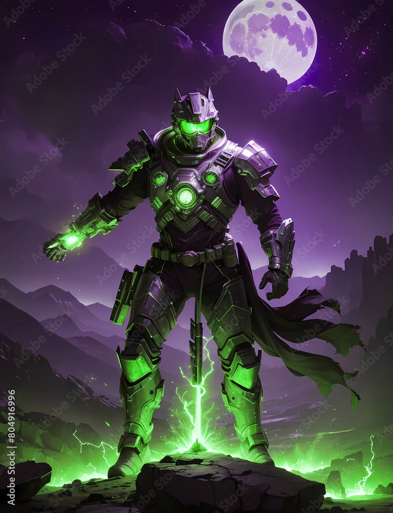 Naklejka premium Elegant space soldier character on alien planet