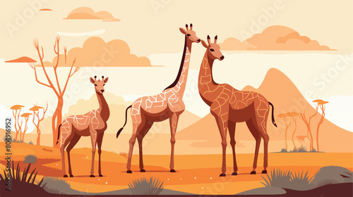 cute wild animals Kangaroo giraffe deer Safari jungle