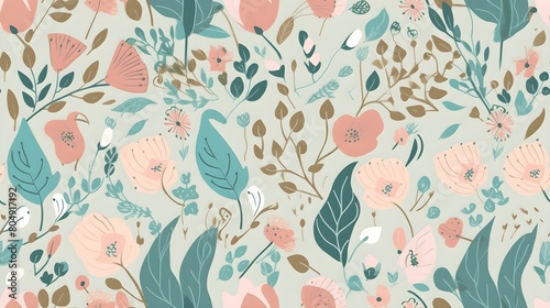 simple wildflower soft light floral background wallpaper pattern © LV