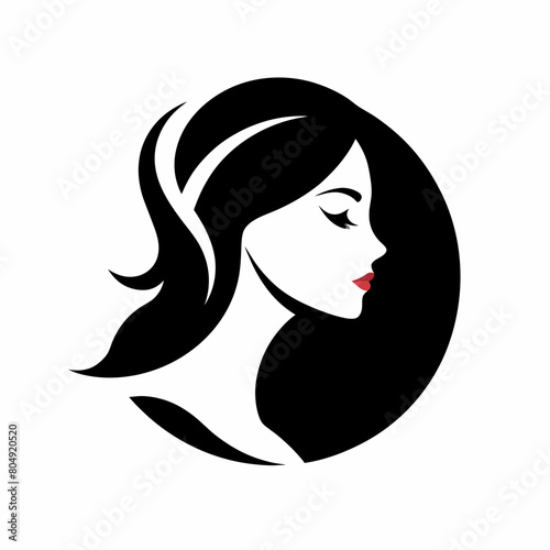 Beauty hear style girl face silhouette vector illustration isolated on a white background.
Beauty girl face logo icon vector.
