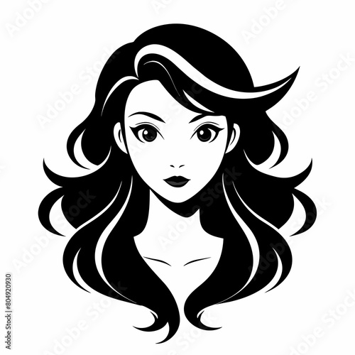 Beauty hear style girl face silhouette vector illustration isolated on a white background.
Beauty girl face logo icon vector.

