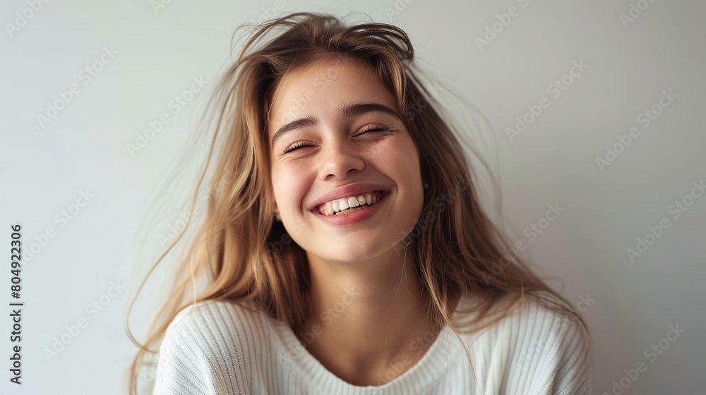 Close up portrait of a woman isolated on white background Close up portrait of a woman isolated on white background