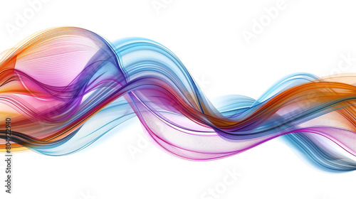 An abstract wavy multicolor design gracefully adorning a pure white background, creating a visually captivating scene captured with precision in HD resolution