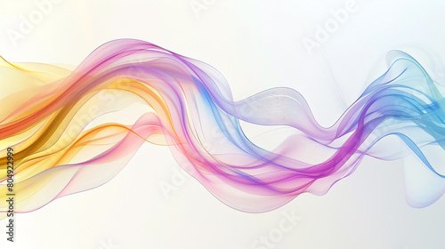 An abstract wavy multicolor design gracefully adorning a pure white background  creating a visually captivating scene captured with precision in HD resolution