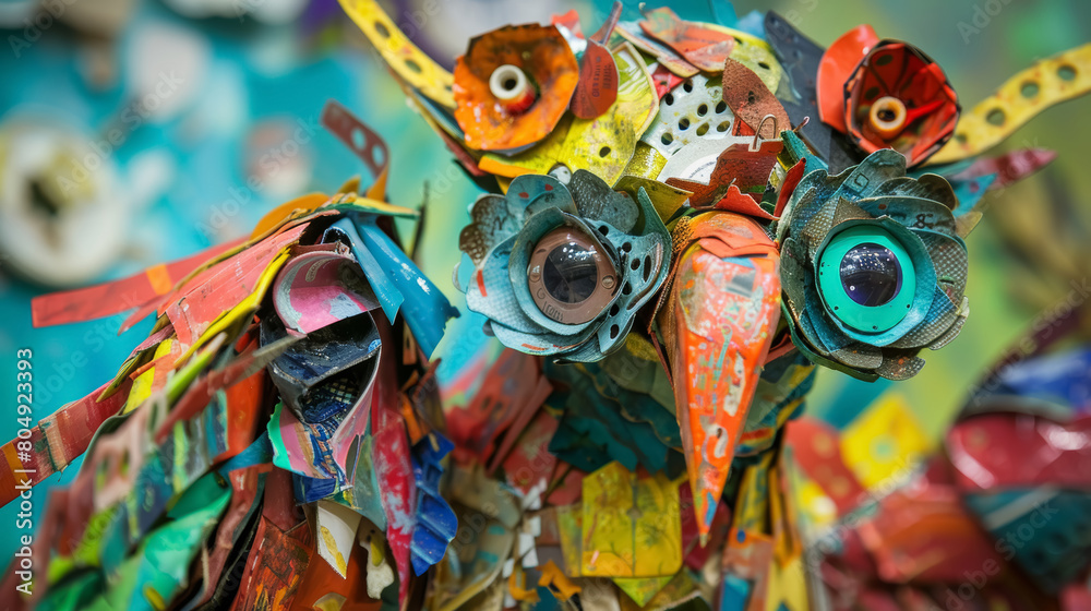 Fototapeta premium Recycled Materials Sculpture with Intense Detail.