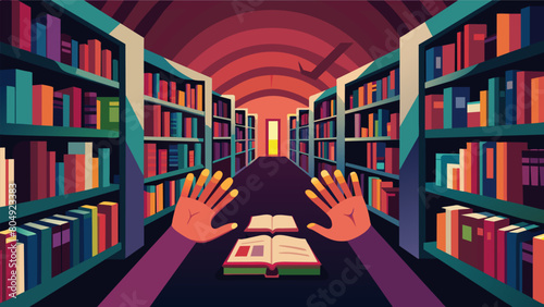 The musty smell of old books fills your senses as you peruse rows of vintage novels imagining the hands that have held them and the stories they hold. Vector illustration
