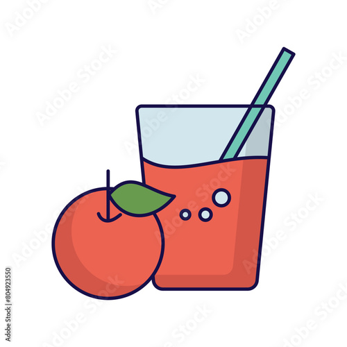 orange juice icon with white background vector stock illustration