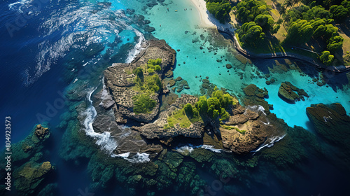 Beautiful Remote Island Aerial View Seascape Background