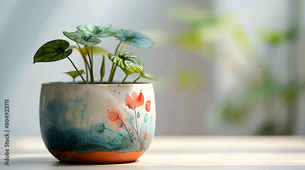 Mother's Day Watercolor Plant Pot: Hand-Painted Beauty Mother's Day Watercolor Plant Pot: Hand-Painted Beauty
