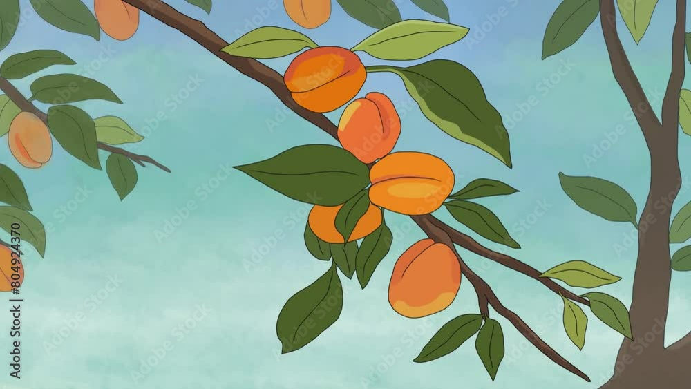 Vidéo Stock 2D animation of Picking apricots from tree by hands of girl ...