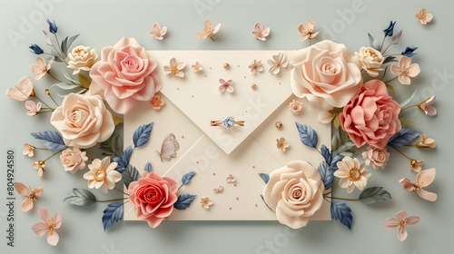 An elegant envelope with a beautiful floral design