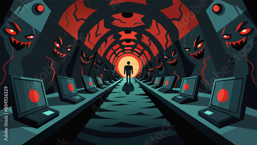 As I moved through the Tunnel of Terror I couldnt help but feel like I was being pulled deeper into a world of horror with the screens acting as.