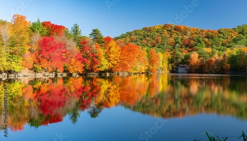  Imagine a calm lake mirroring the brilliant colors of autumn foliage that surrounds it. 