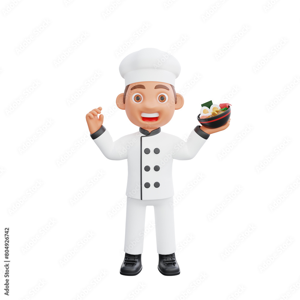 3D illustration of a chef cartoon character design 3D illustration of a chef cartoon character design