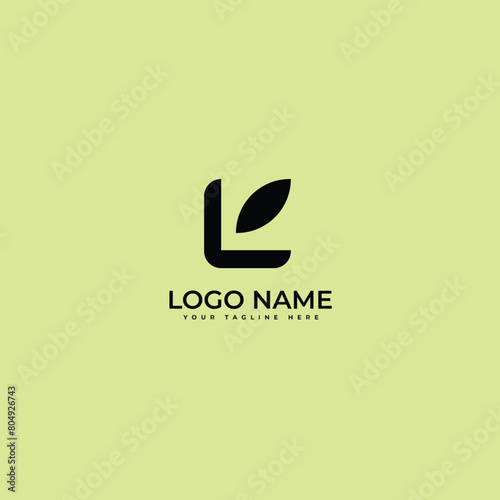 modern Letter L with square shape  eco leaves luxury logo icon design template