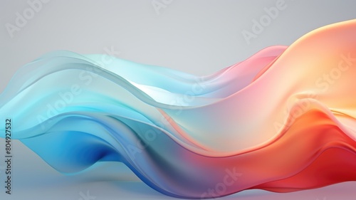 The abstract picture of the silky flexible wavy colourful and crystal clear water blue satin or fabric that waving around without breaking because of flexibility on the blank white background. AIGX01. photo