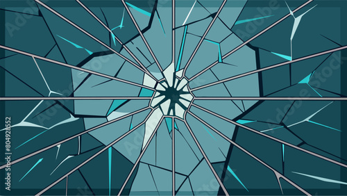 A shattered glass window with fragmented lines representing damaged and disrupted pathways symbolizing the potential neurotoxicity of ketamine..