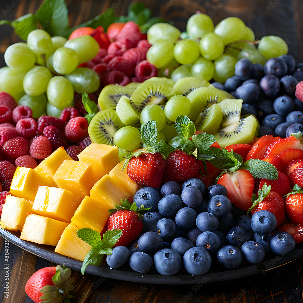 Vibrant Fruit Platter Close-Up: Eater Theme Vibrant Fruit Platter Close-Up: Eater Theme