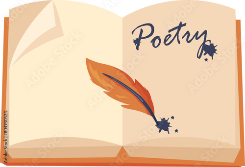 Open Poetry Book Vector Illustration