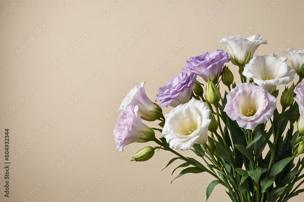 full framed beautiful Lisianthus flowers, copy space , studio shot