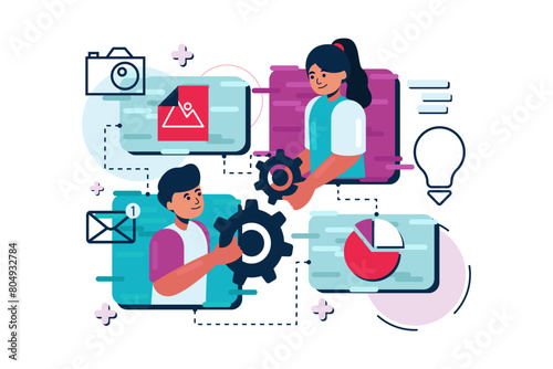 Flat Design Vocational Vector Illustration