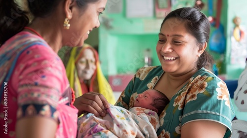 Dedicated to Healing: Indian Nurse and Doctor Collaborating to Provide Optimal Care for a Newborn Baby's Health and Well-being photo