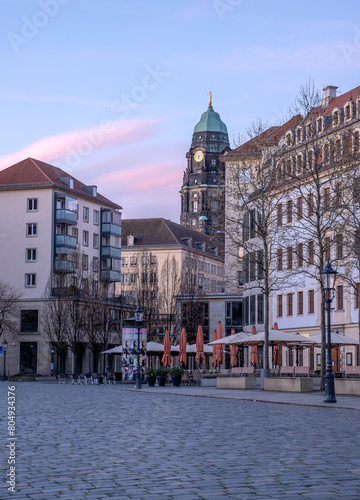 Dresden, Germany, square and cafe in the old town