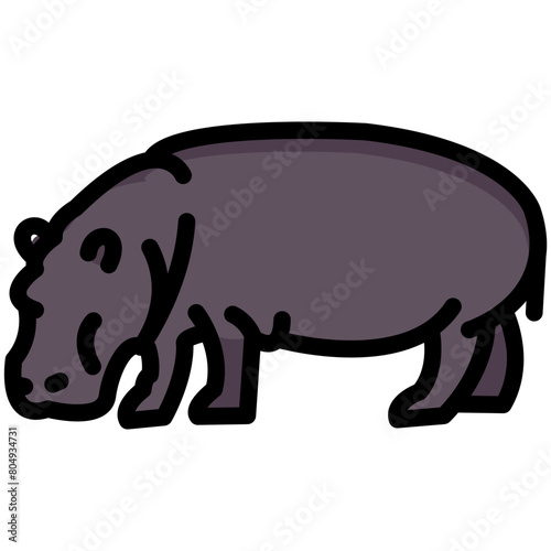hippopotamus filled outline vector icon