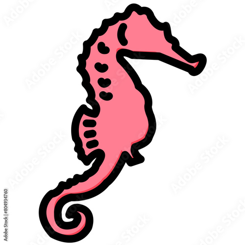 seahorse filled outline vector icon
