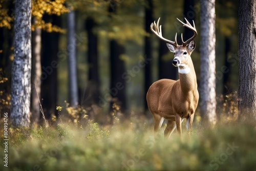 'large whitetail deer white tail animal antler buck cervid forest mammal nature outdoors ungulate wildlife' photo