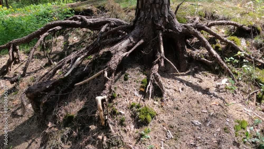 Roots of an old tree. Forest landscape. Roots of an old tree. Forest landscape.