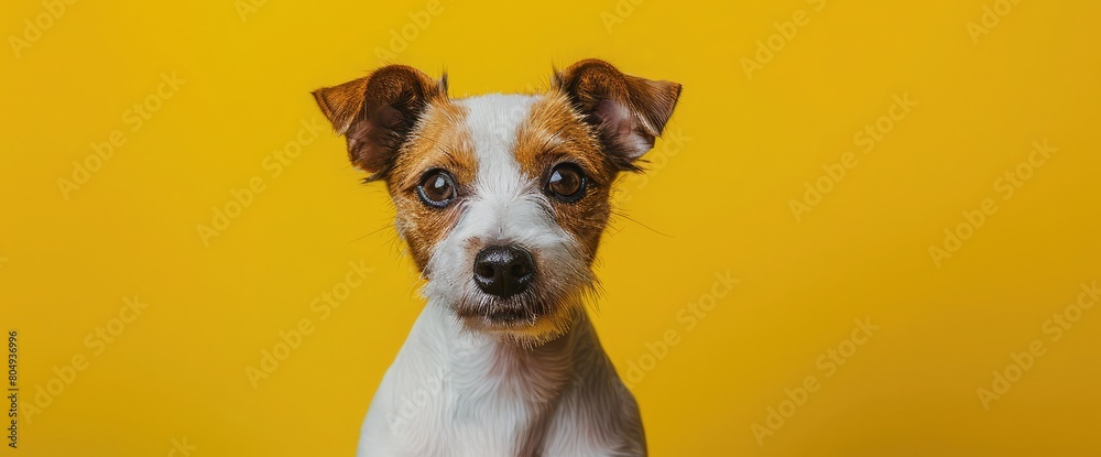 Terrier Chic: Jack Russell Terrier Poses Against a Solid Background Terrier Chic: Jack Russell Terrier Poses Against a Solid Background