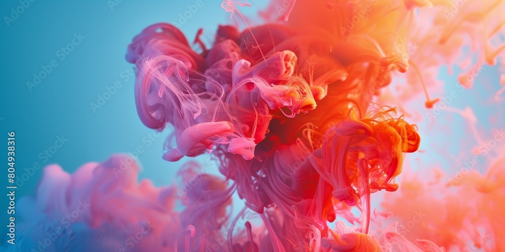 Obraz premium A mixture of various colored inks dispersing and blending in water, creating a vibrant and dynamic background design