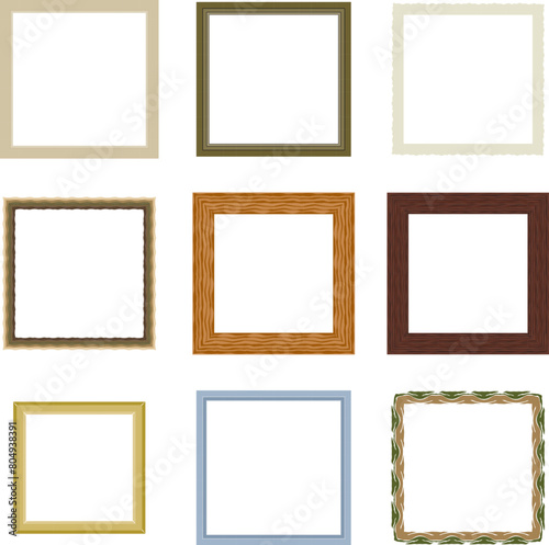 illustration of set nine design of photos frames