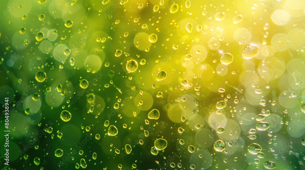 Green background, Green and yellow gradient background on water drops, green abstract background