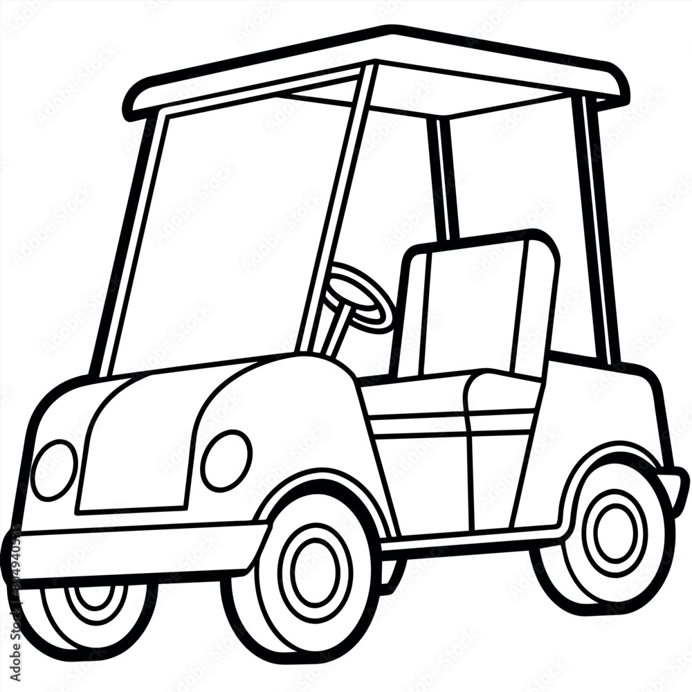 Golf cart outline illustration digital coloring book page line art drawing