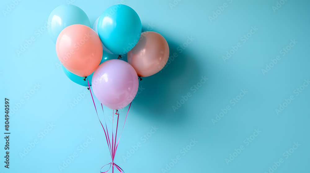 Greetings of Happy birthday with colorful balloons and happy birth day text High quality photo