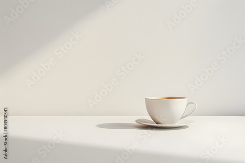 Wallpaper Mural a white coffee cup sitting on top of a saucer on top of a white table next to a white wall. Torontodigital.ca