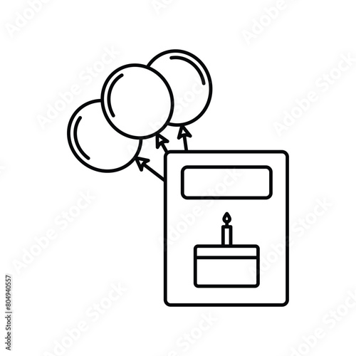 birthday card icon with white background vector stock illustration