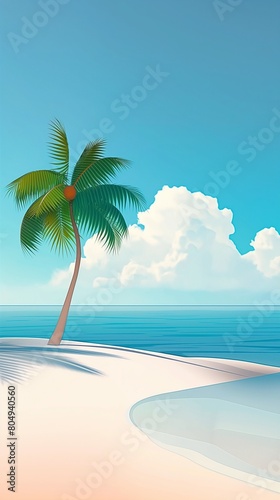 A Vertical Image Of A Coconut Trees On A Tropical Island.