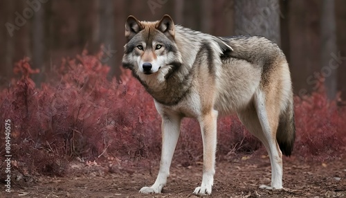 A Wolf With A Wary Glance Alert For Danger