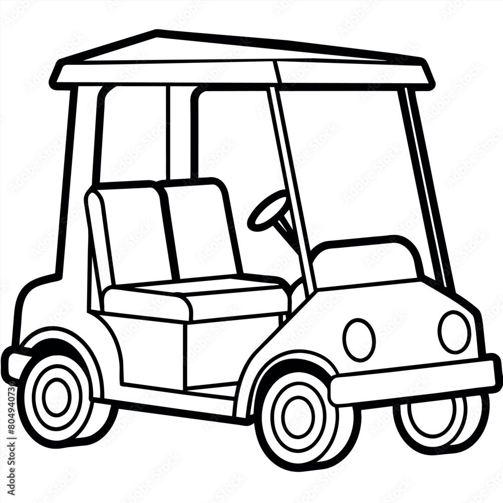 Golf cart outline illustration digital coloring book page line art drawing