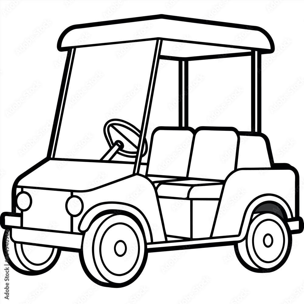 Golf cart outline illustration digital coloring book page line art drawing