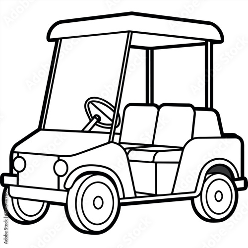 Golf cart outline illustration digital coloring book page line art drawing