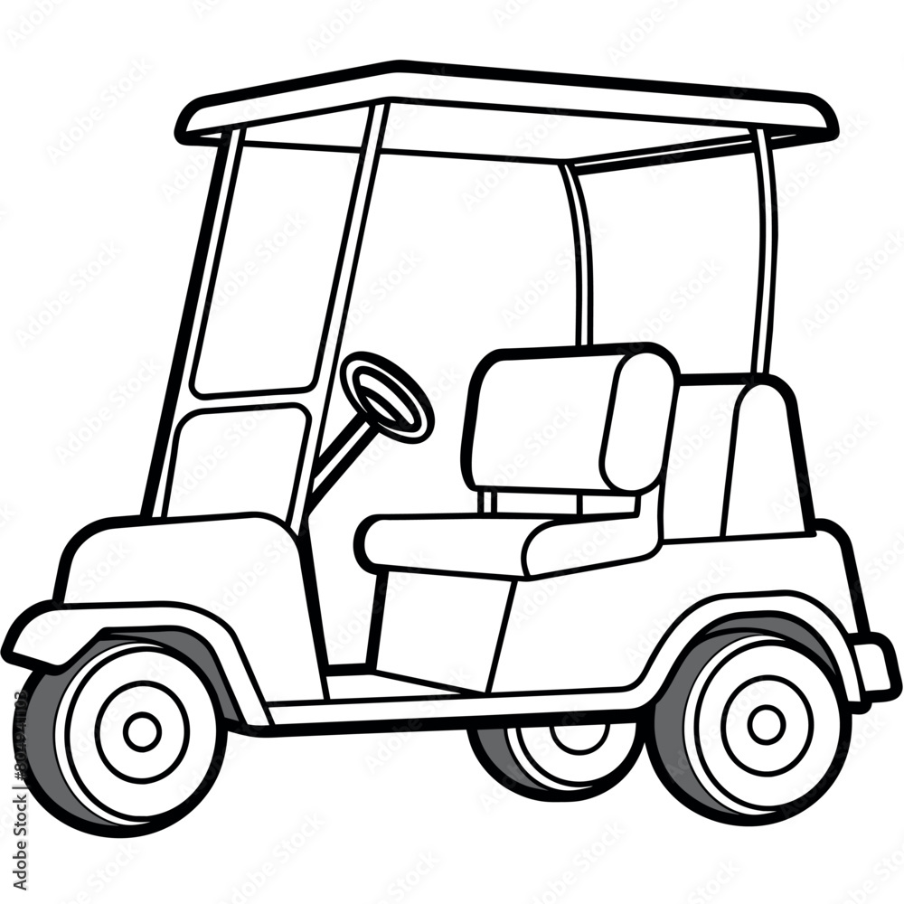 Golf cart outline illustration digital coloring book page line art drawing