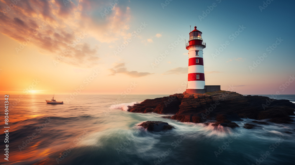 Fototapeta premium Lighthouse with clean pastel light