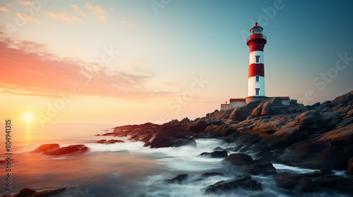 Lighthouse with clean pastel light
