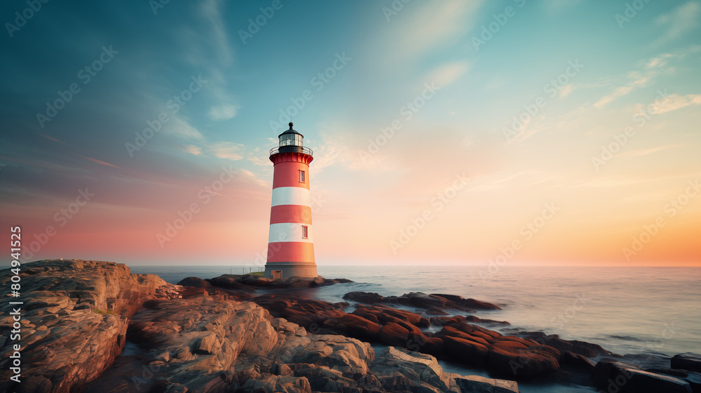 Obraz premium Lighthouse with clean pastel light