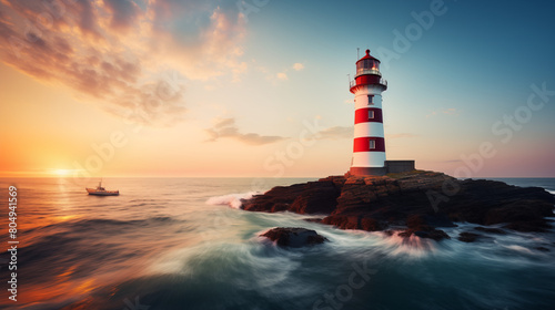 Lighthouse with clean pastel light