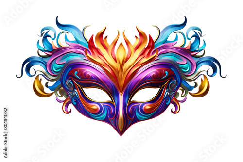 a Flamboyant Mardi Gras Masks bright colors, Isolated on transparent PNG background, Generative ai © Rajesh